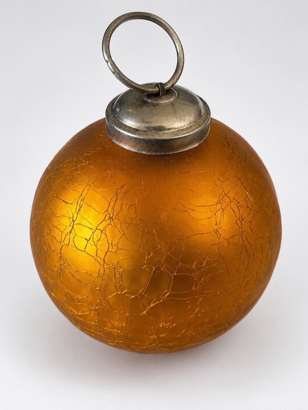 vintage kugel crackled glass ball ornament featuring aged silver-metallic